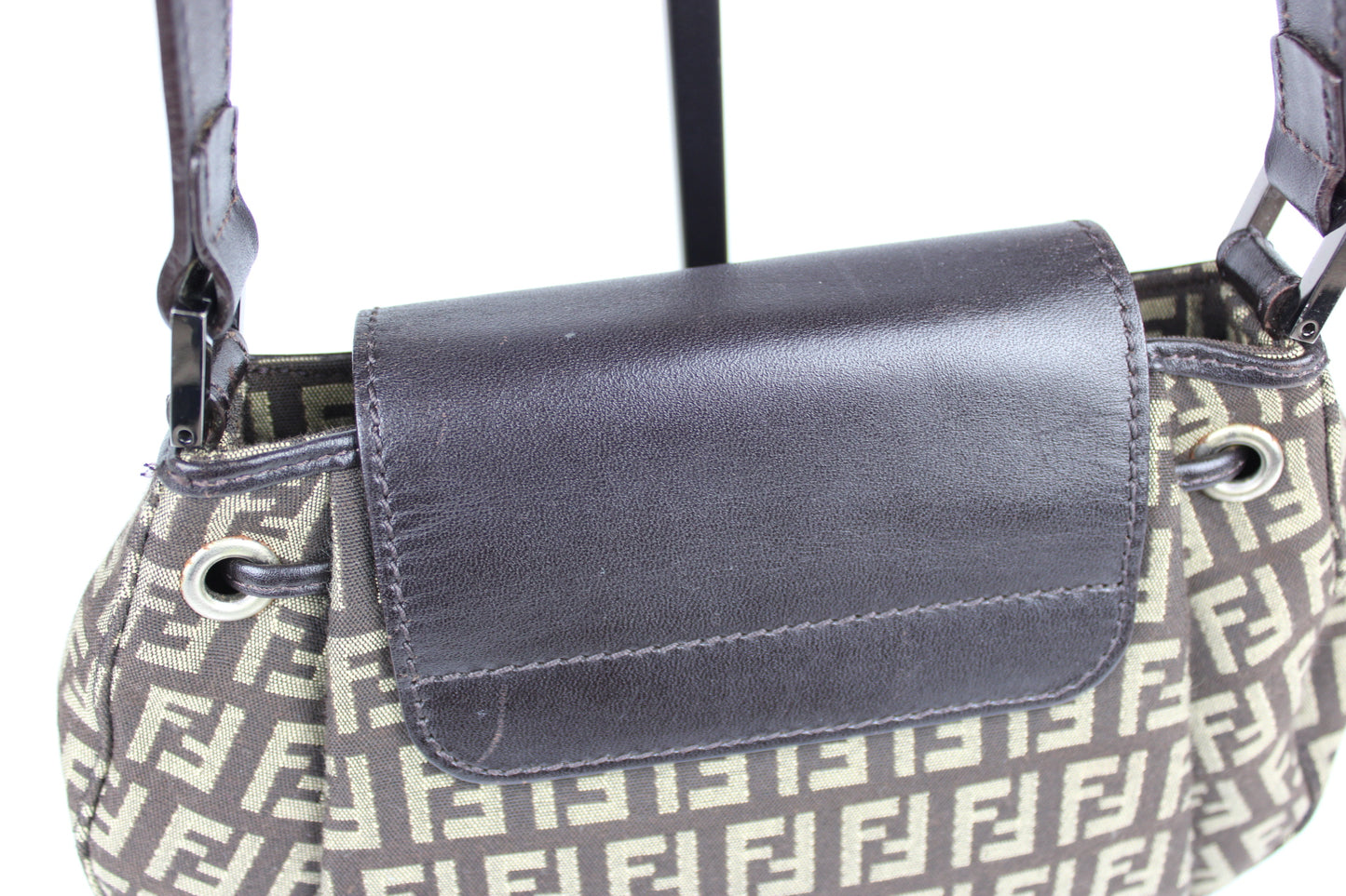 Fendi Zucchino Drawstring Baguette Bag