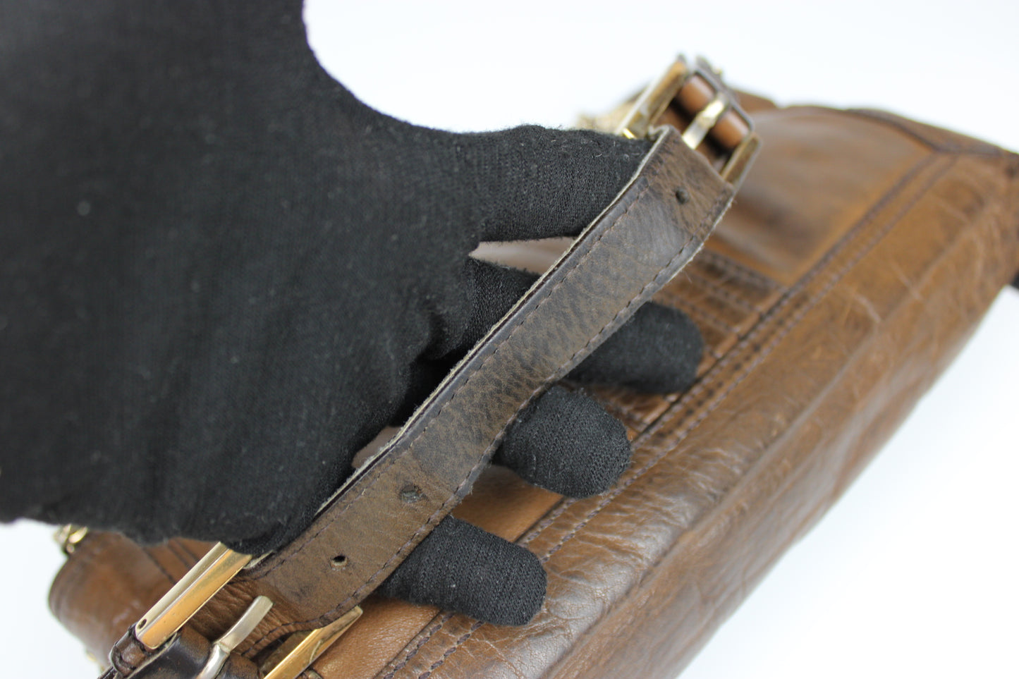 Fendi Leather 2-Way Chain Strap Baguette Bag