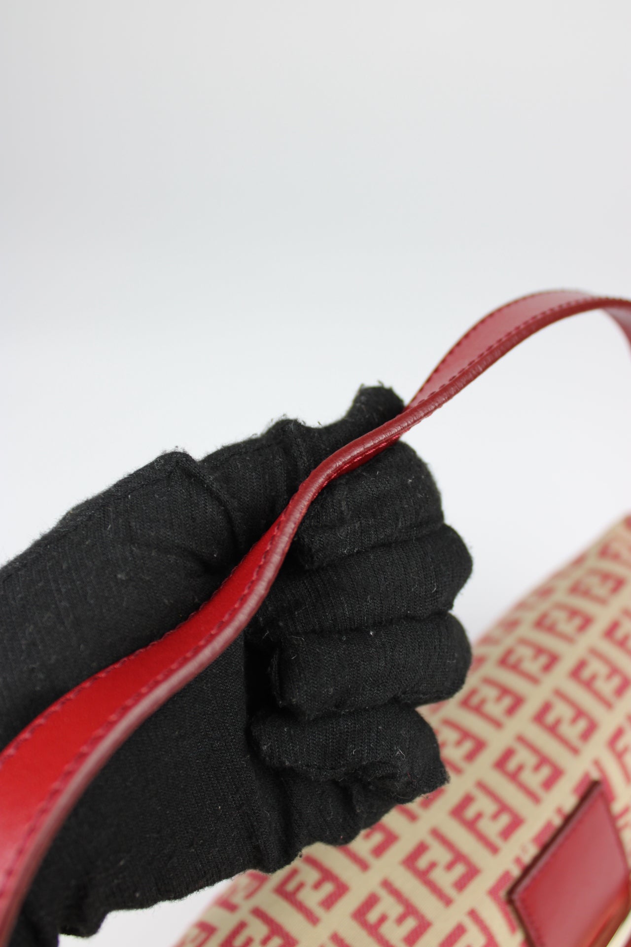 Fendi Zucchino Red Baguette Bag