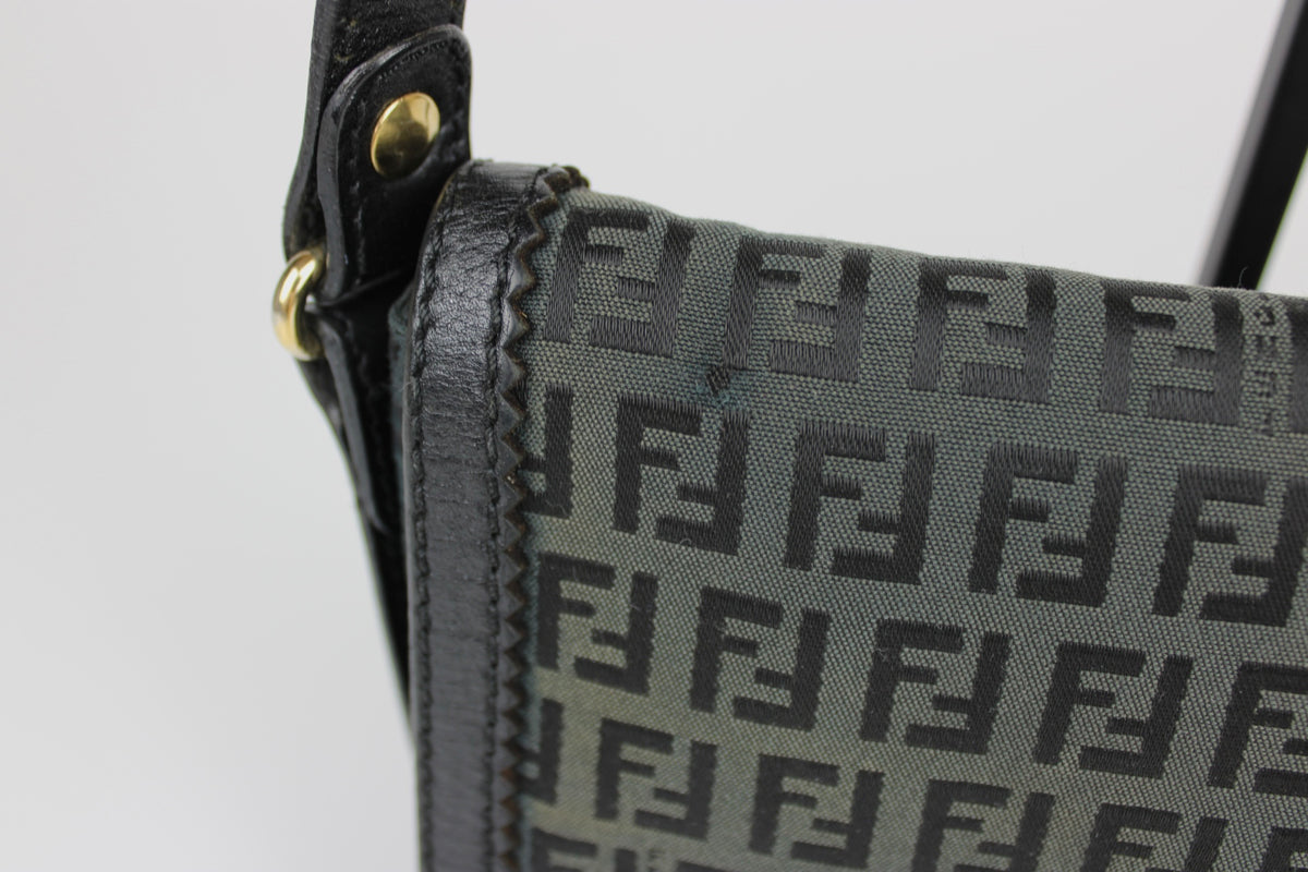 Pre-owned Fendi Zucchino Flap Shoulder Bag