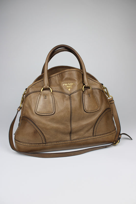 Prada Cervo Bowling Hobo 2-Way Bag