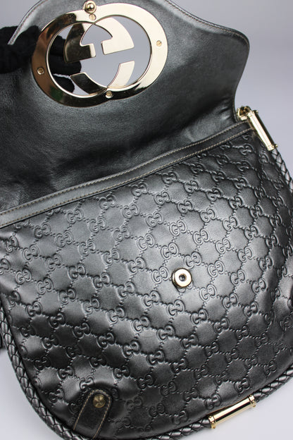 Gucci Guccissima Metallic Silver Leather Britt Hobo Bag