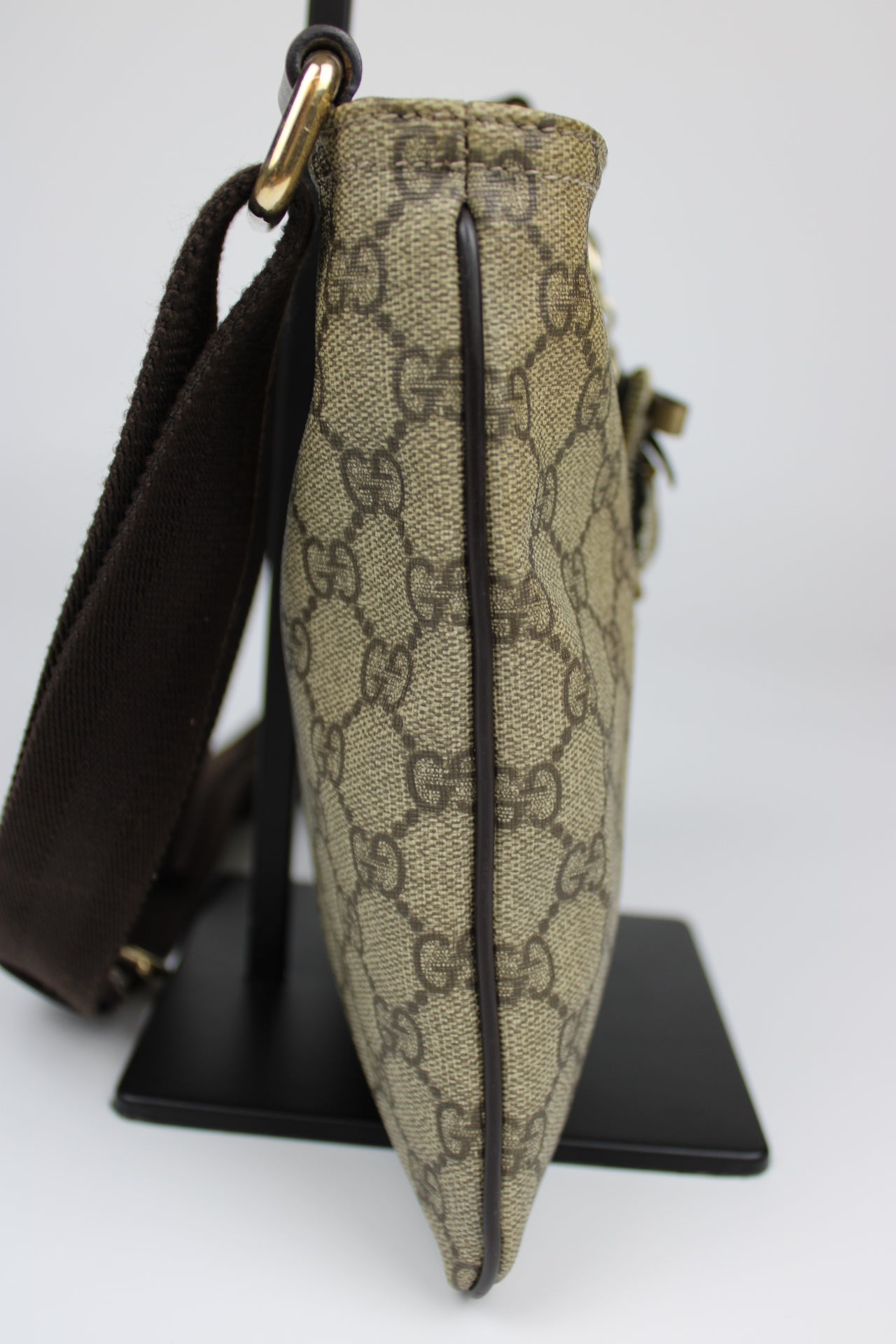Gucci Monogram Coated Canvas Cross Body Bag (With Gucci Charm)