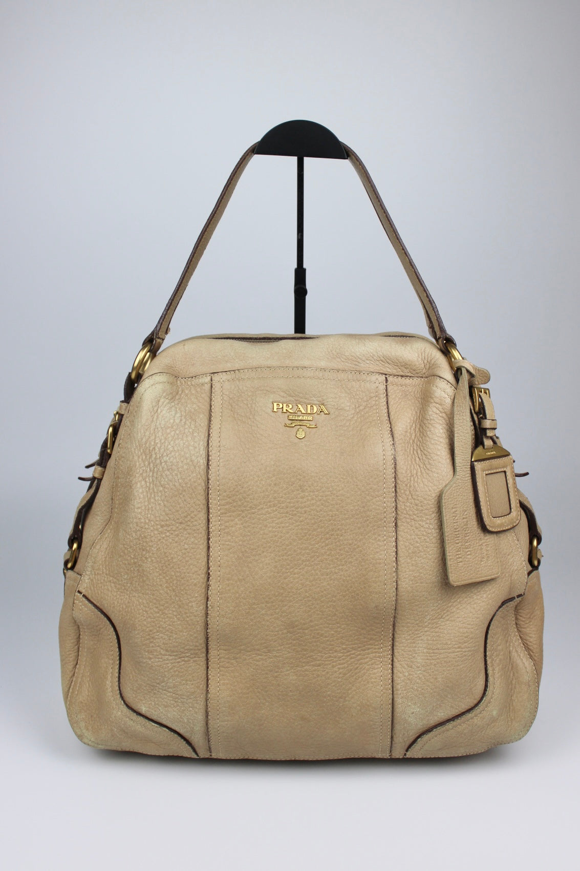 Pre-owned Prada Cervo Leather Hobo Bag