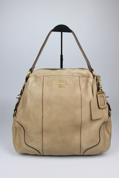 Pre-owned Prada Cervo Leather Hobo Bag