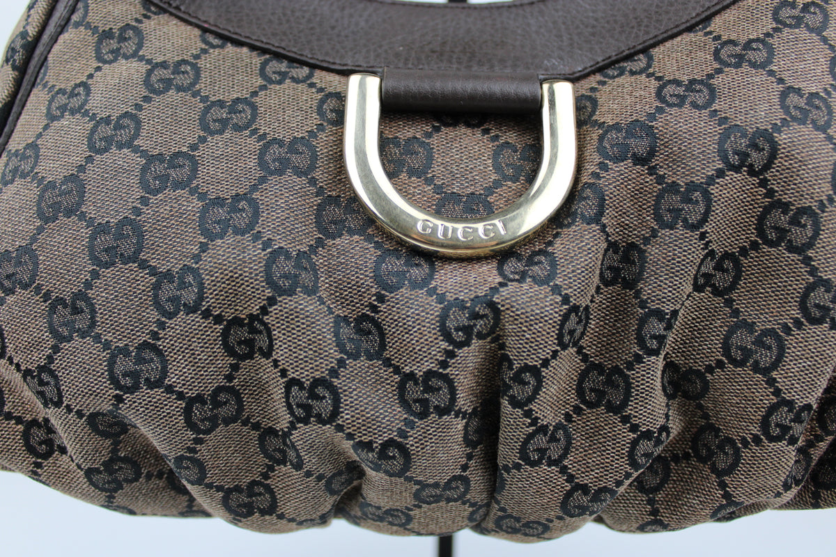Pre-owned Gucci Monogram Denim Abbey Bag