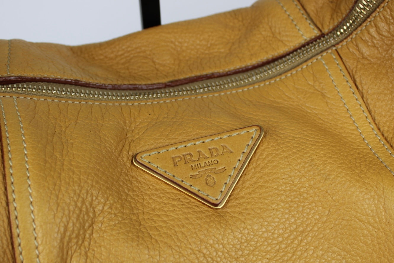 Prada Cervo Leather Hobo Bag