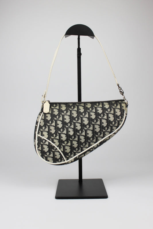 Pre-owned Dior Blue Monogram Mini Saddle Bag 2002