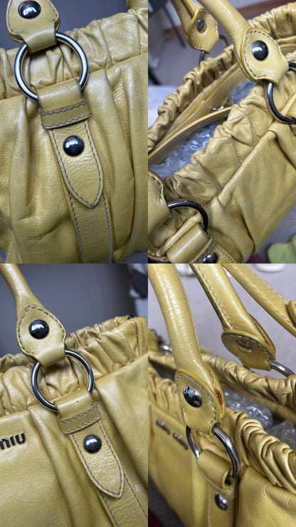 Miu Miu Yellow Vitello 2-Way Bag