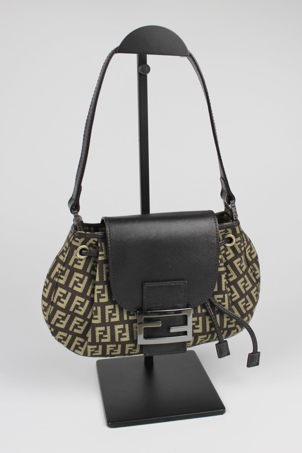 Fendi Zucchino Drawstring Baguette Bag