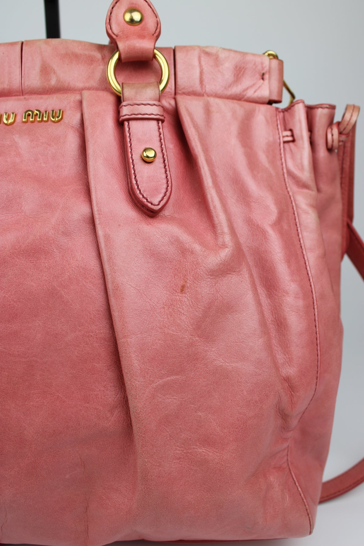 Pre-owned Miu Miu Vitello Lux Pink 2-Way Tote Bag