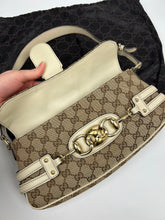 Load image into Gallery viewer, Gucci Monogram Horsebit Shoulder Bag
