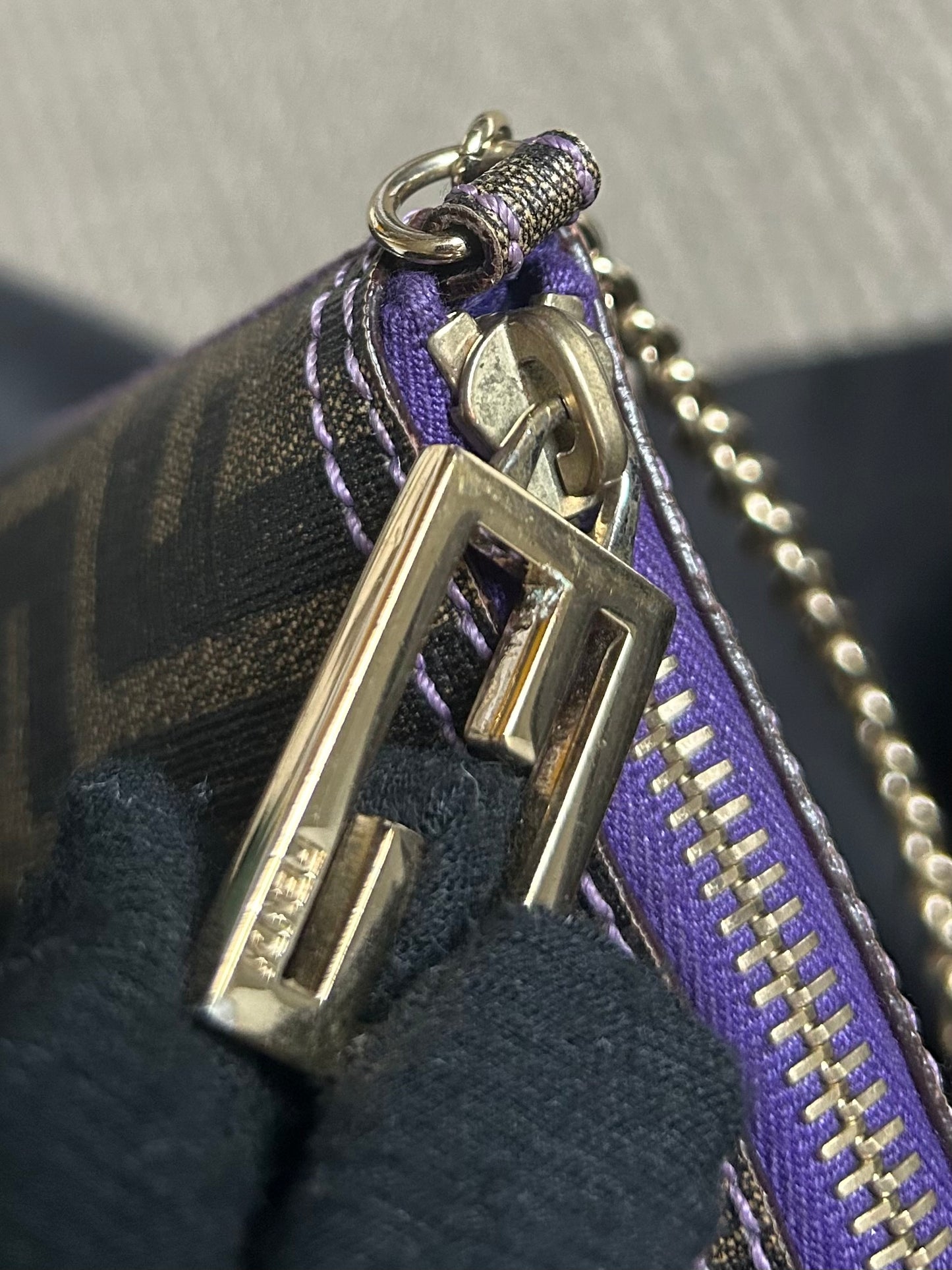 Fendi Zucca Chain Strap Pochette Bag