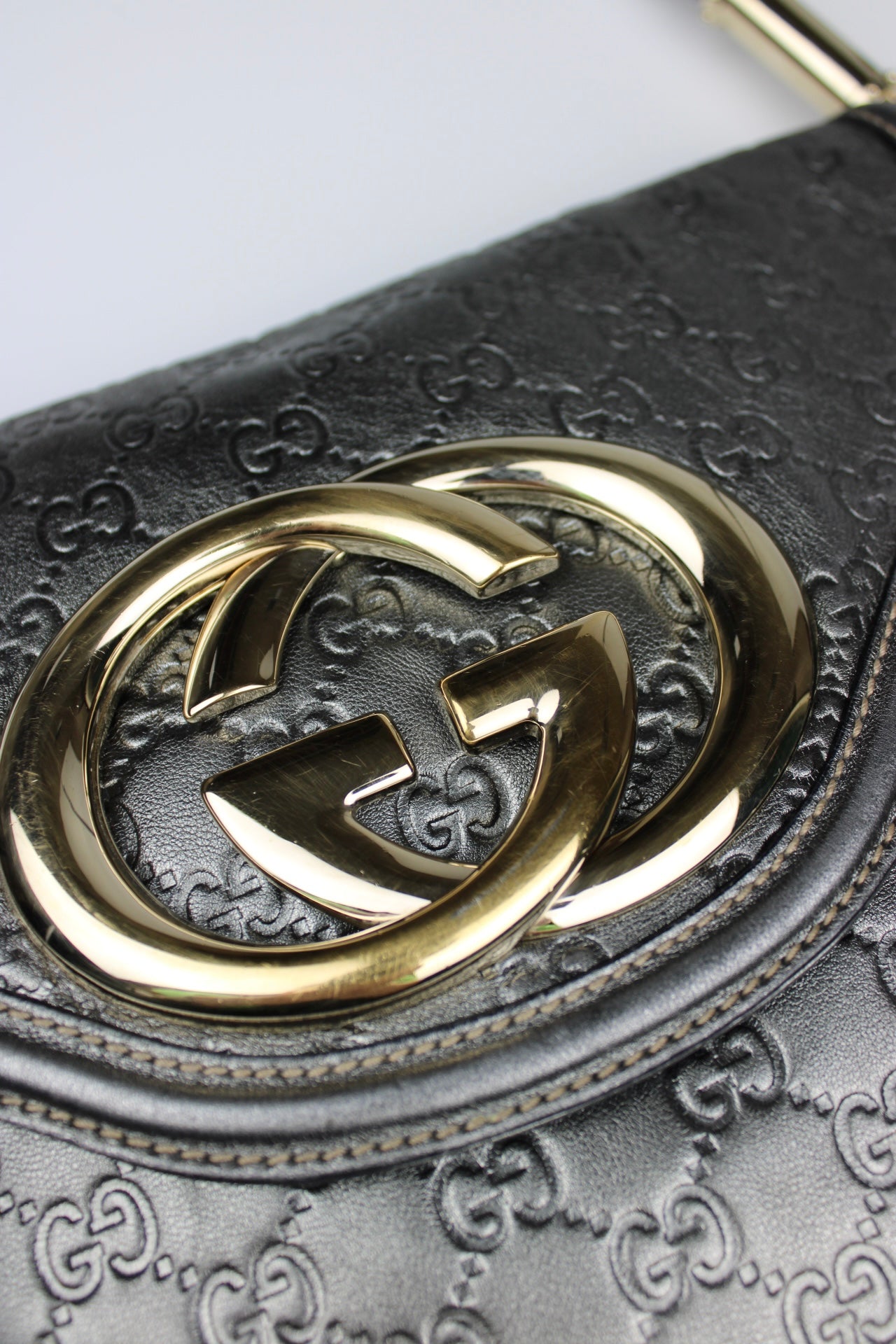 Gucci Guccissima Metallic Silver Leather Britt Hobo Bag