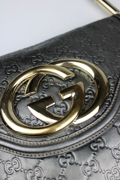 Gucci Guccissima Metallic Silver Leather Britt Hobo Bag
