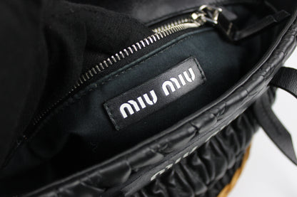 Pre-owned Miu Miu Matelasse Leather and Wicker Bucket Bag