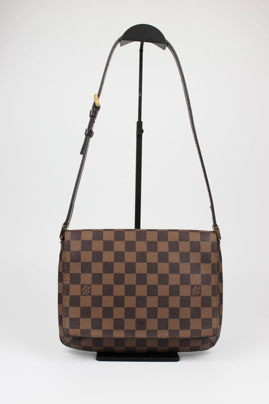Pre-owned Louis Vuitton Damier Ebene Musette Tango Shoulder Bag 2002