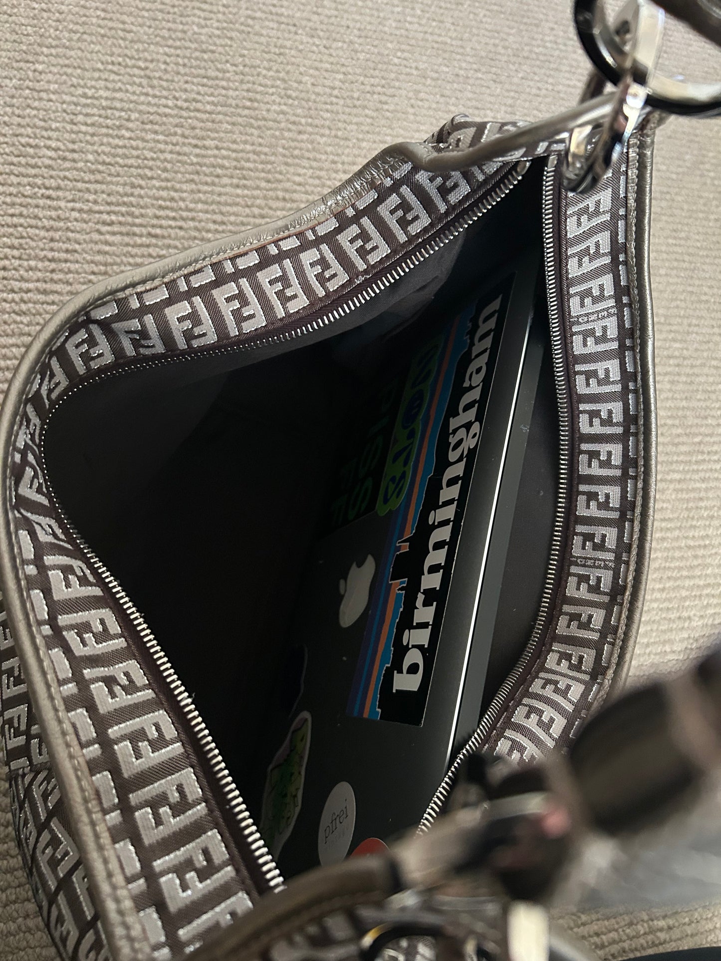 Fendi Zucchino Hobo Shoulder Bag