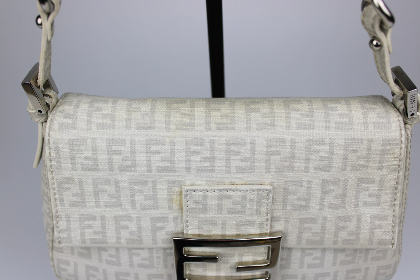 Fendi Zucchino Chain Strap Mini Baguette Bag