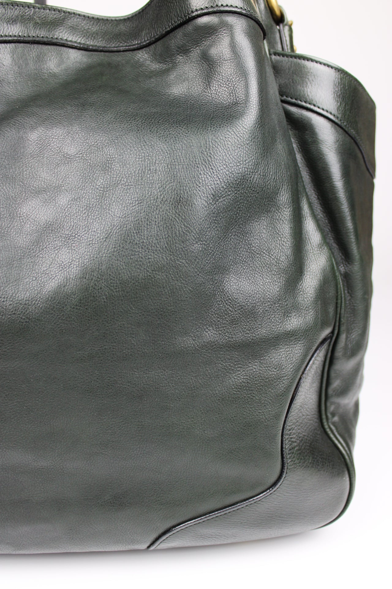 Prada Glacé Calfskin Leather Dark Green Hobo Bag 2007