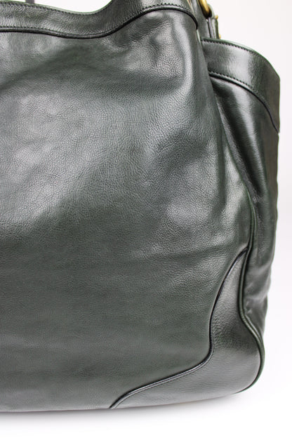 Prada Glacé Calfskin Leather Dark Green Hobo Bag 2007