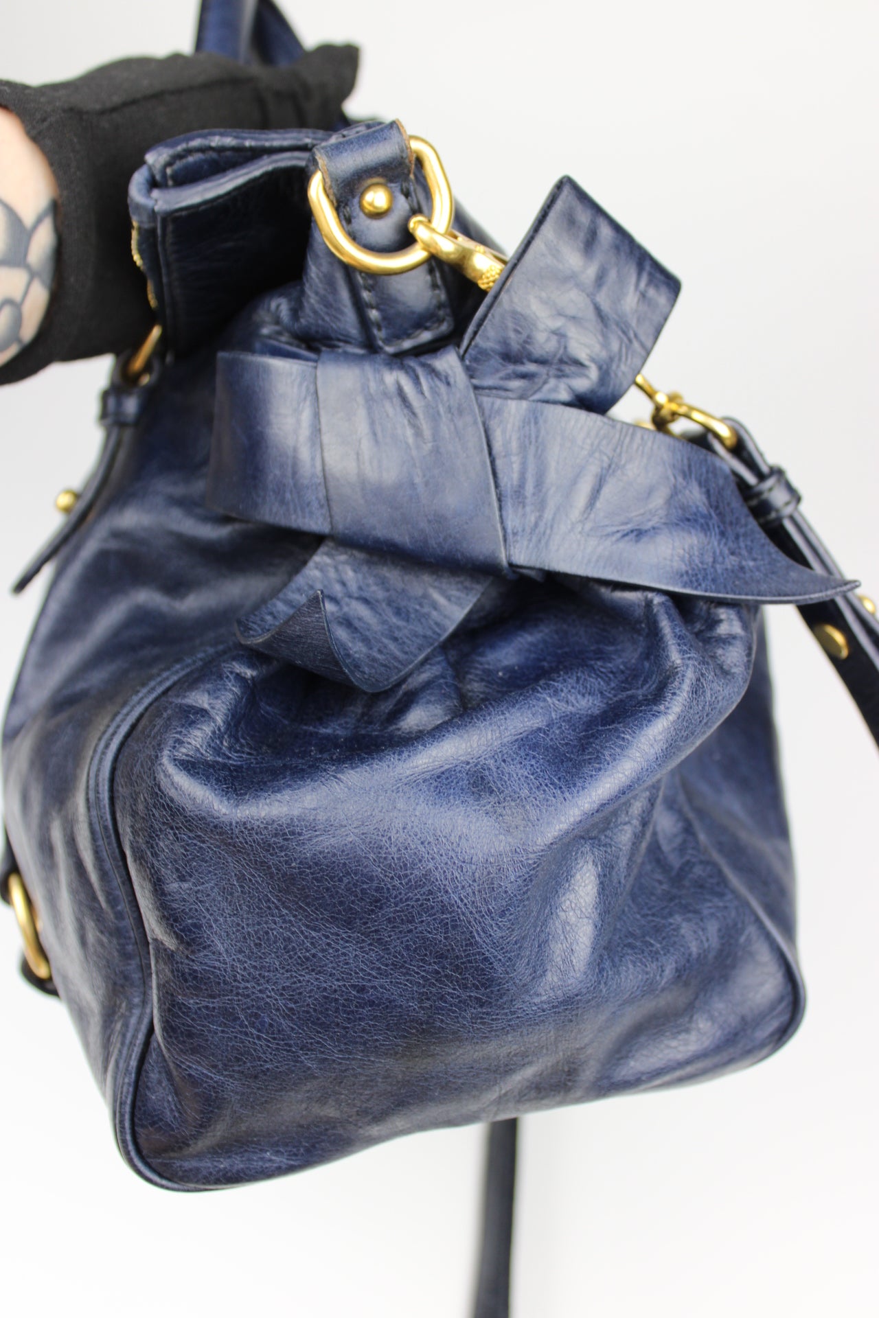 Miu Miu Navy Bow 2-Way Bag