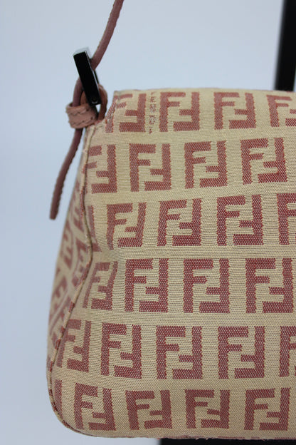 Pre-owned Fendi Zucchino Mini Baguette Bag
