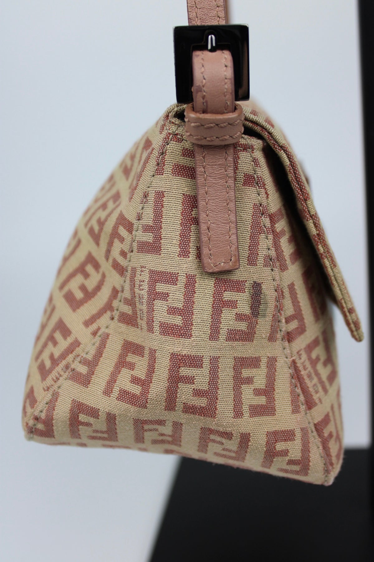 Pre-owned Fendi Zucchino Mini Baguette Bag