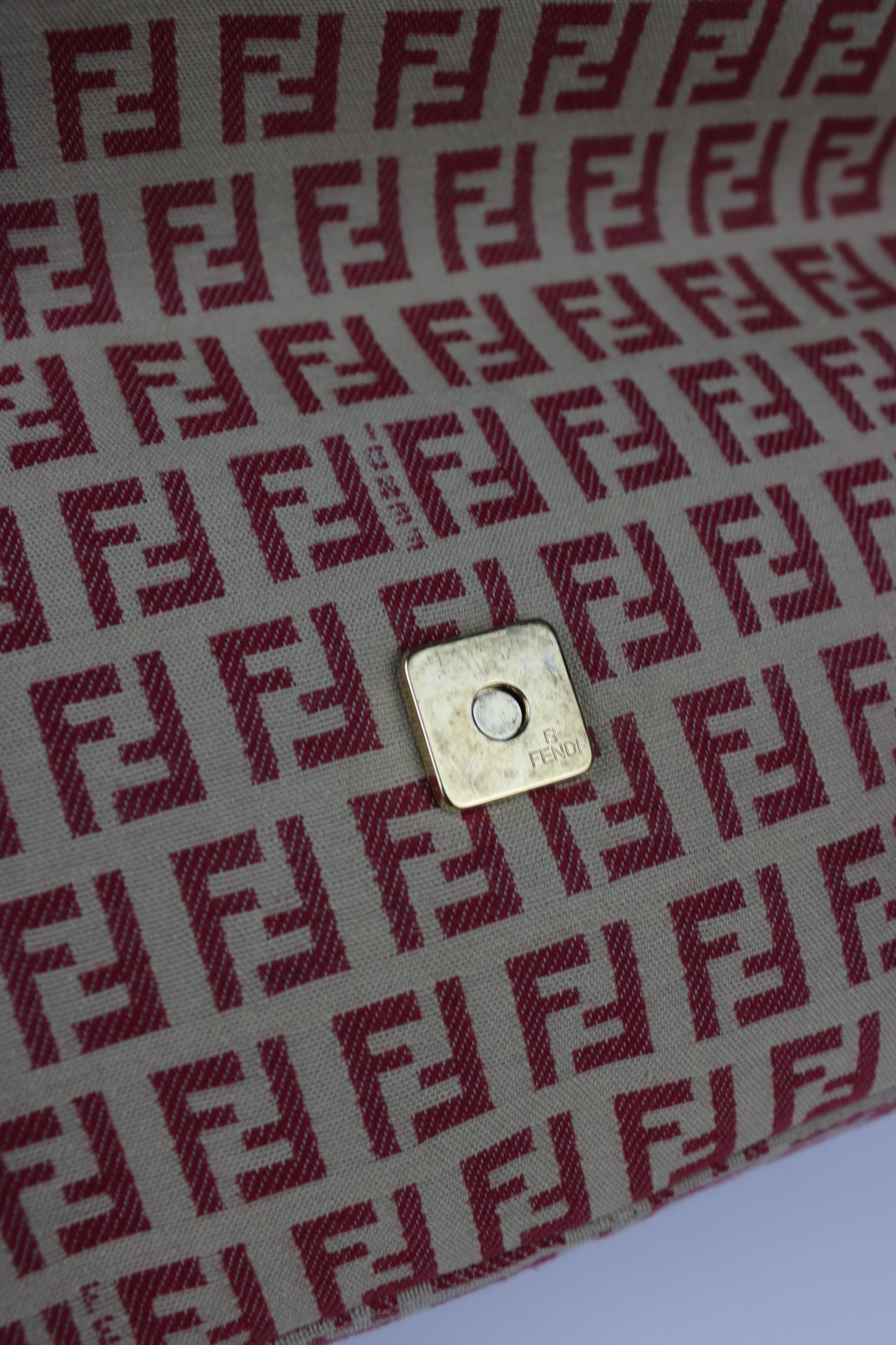 Fendi Zucchino Red Baguette Bag