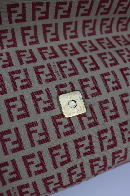 Fendi Zucchino Red Baguette Bag