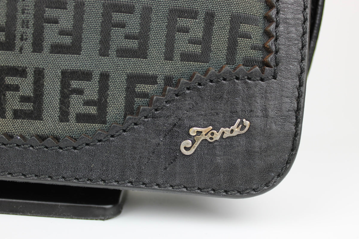Pre-owned Fendi Zucchino Flap Shoulder Bag