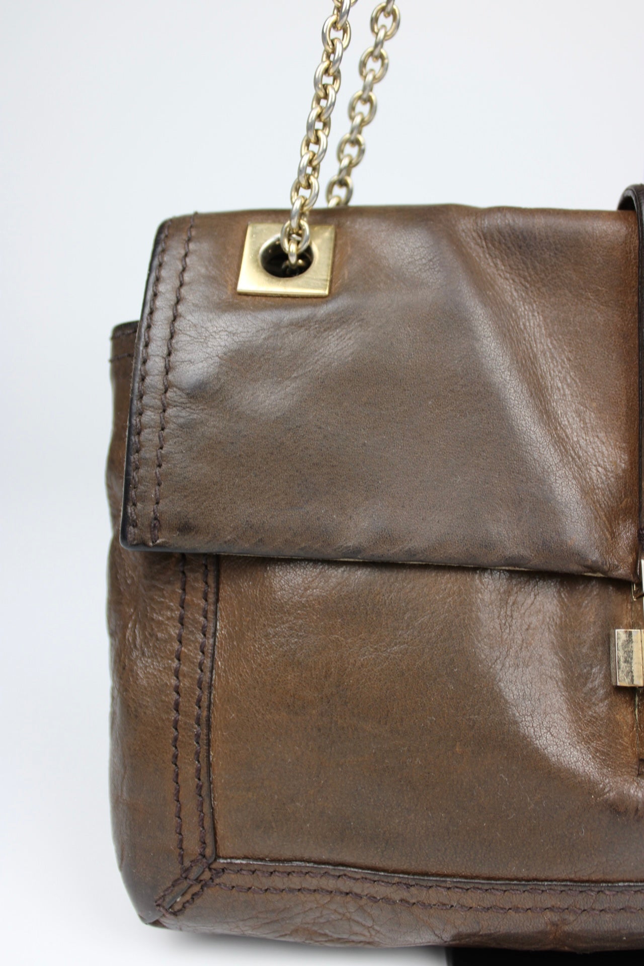 Fendi Leather 2-Way Chain Strap Baguette Bag