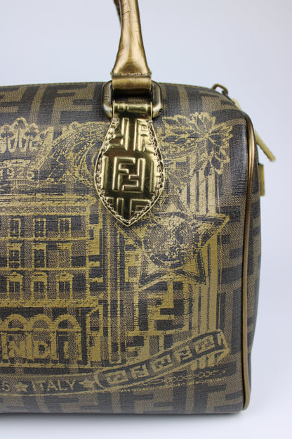 Fendi Zucca Spalmati Palazzo Print Boston Bag 2007