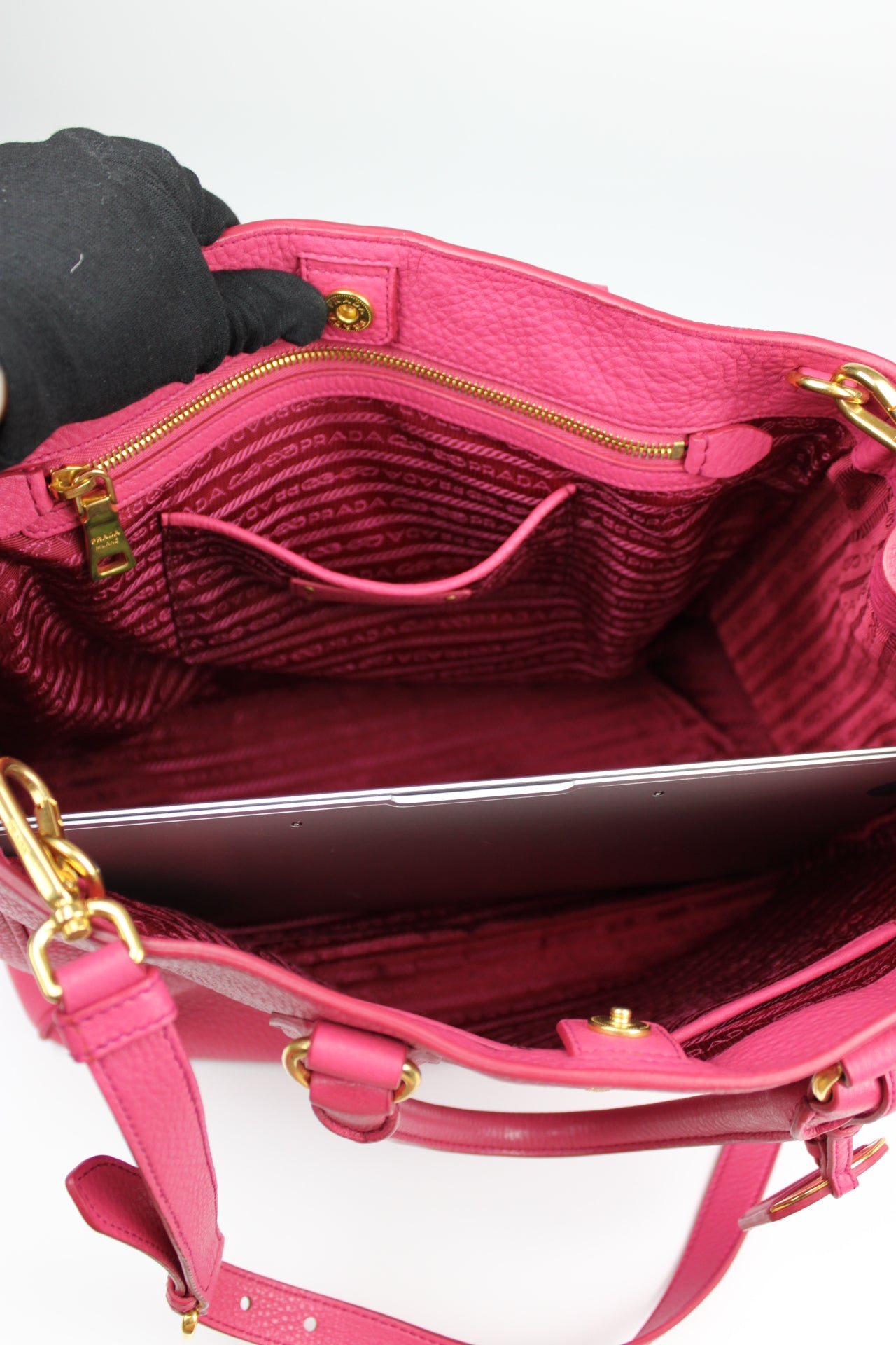 Prada Vitello Daino 2-Way Pink Tote Bag
