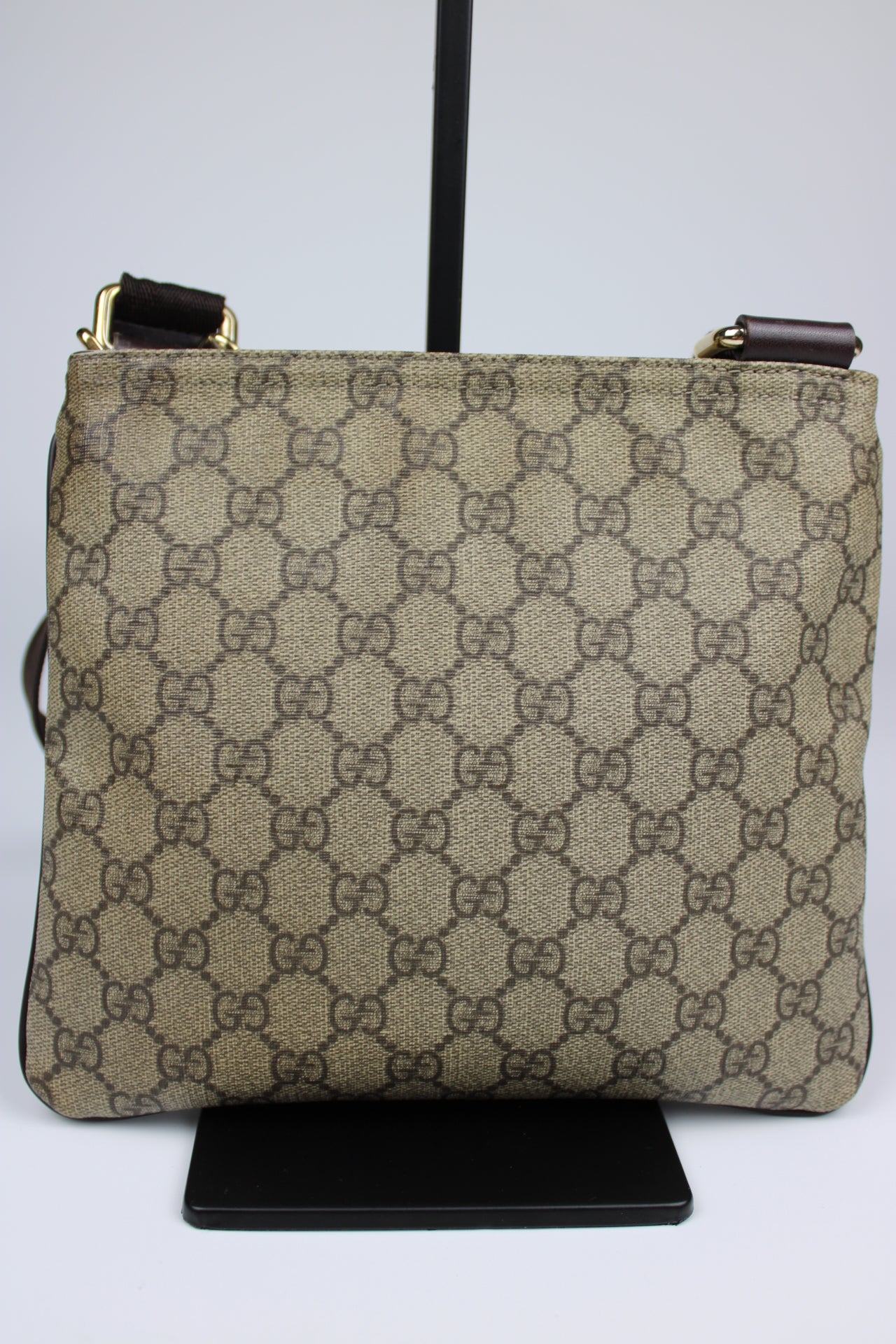 Gucci Monogram Coated Canvas Cross Body Bag (With Gucci Charm)