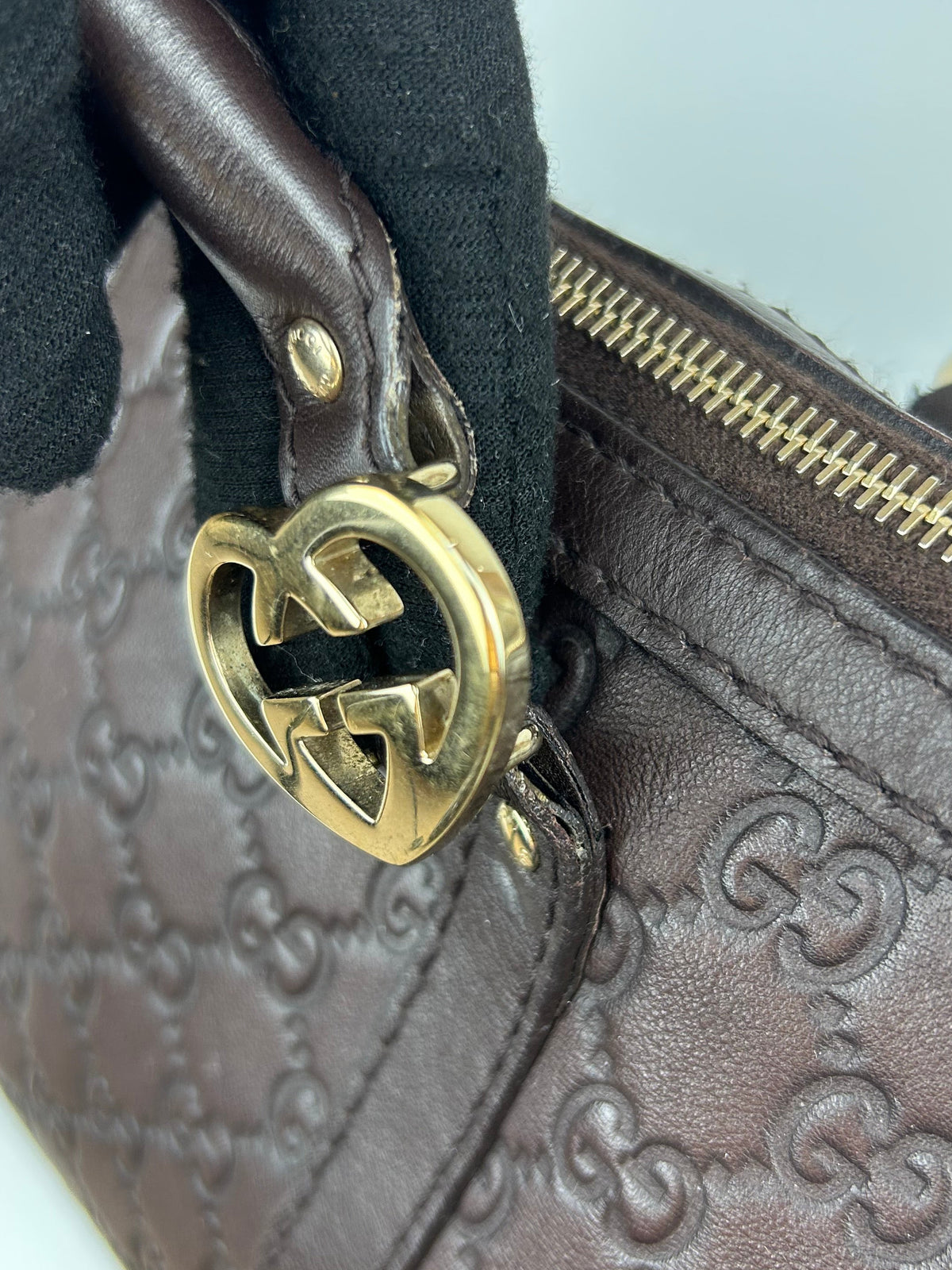 Pre-owned Gucci Guccissima Monogram Leather Heart Interlocking GG Tote Bag