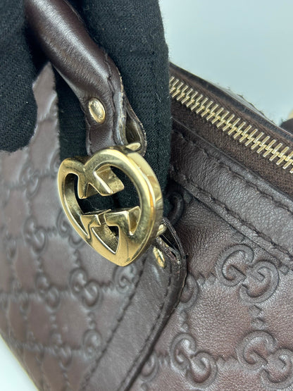 Pre-owned Gucci Guccissima Monogram Leather Heart Interlocking GG Tote Bag