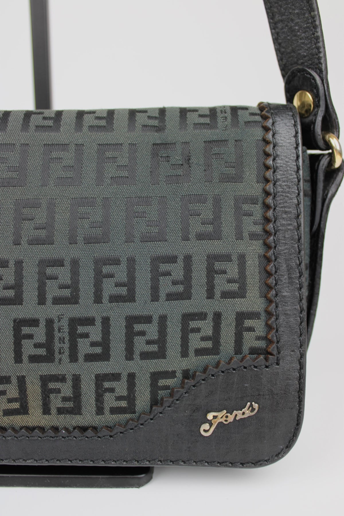 Pre-owned Fendi Zucchino Flap Shoulder Bag