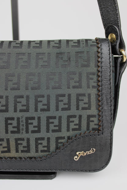Pre-owned Fendi Zucchino Flap Shoulder Bag