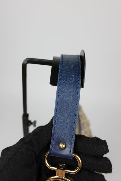 Pre-owned Fendi Zucchino Blue Hobo Shoulder Bag