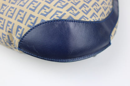 Pre-owned Fendi Zucchino Blue Hobo Shoulder Bag