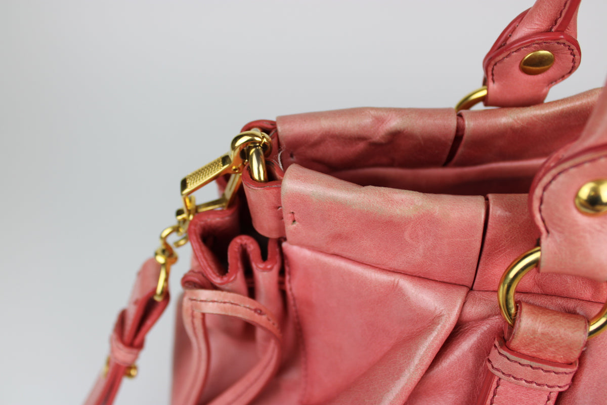 Pre-owned Miu Miu Vitello Lux Pink 2-Way Tote Bag