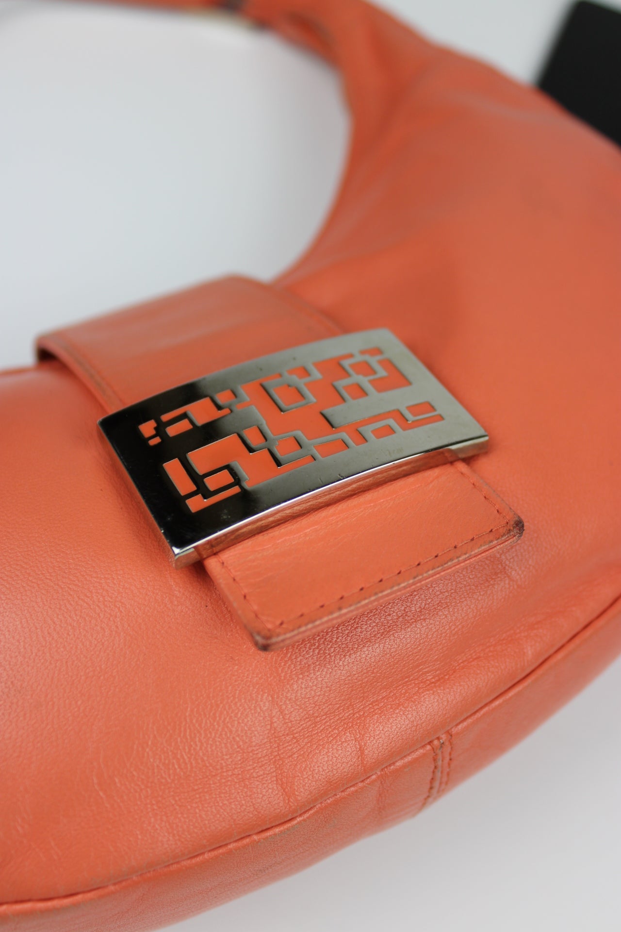 Fendi Leather Croissant Baguette Bag Coral