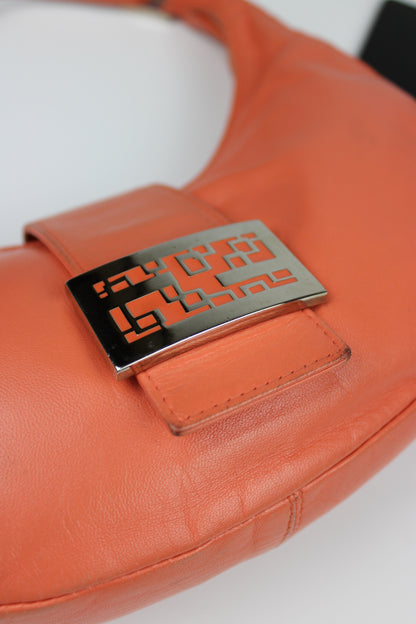 Fendi Leather Croissant Baguette Bag Coral