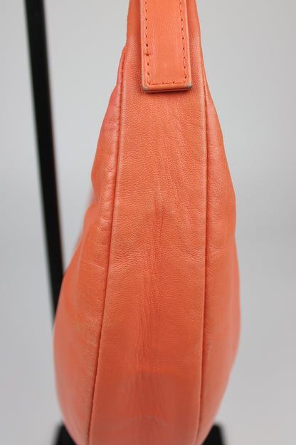 Fendi Leather Croissant Baguette Bag Coral