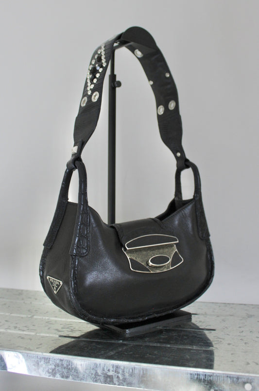 Prada Nappa Leather Beaded Shoulder Bag