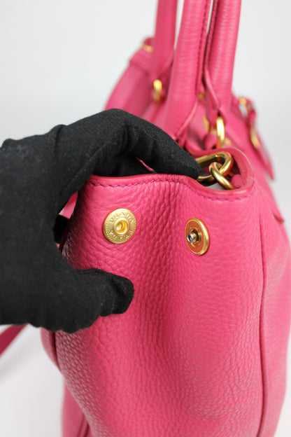 Prada Vitello Daino 2-Way Pink Tote Bag