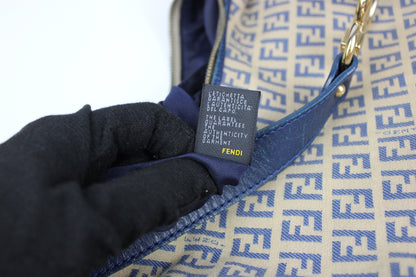 Pre-owned Fendi Zucchino Blue Hobo Shoulder Bag
