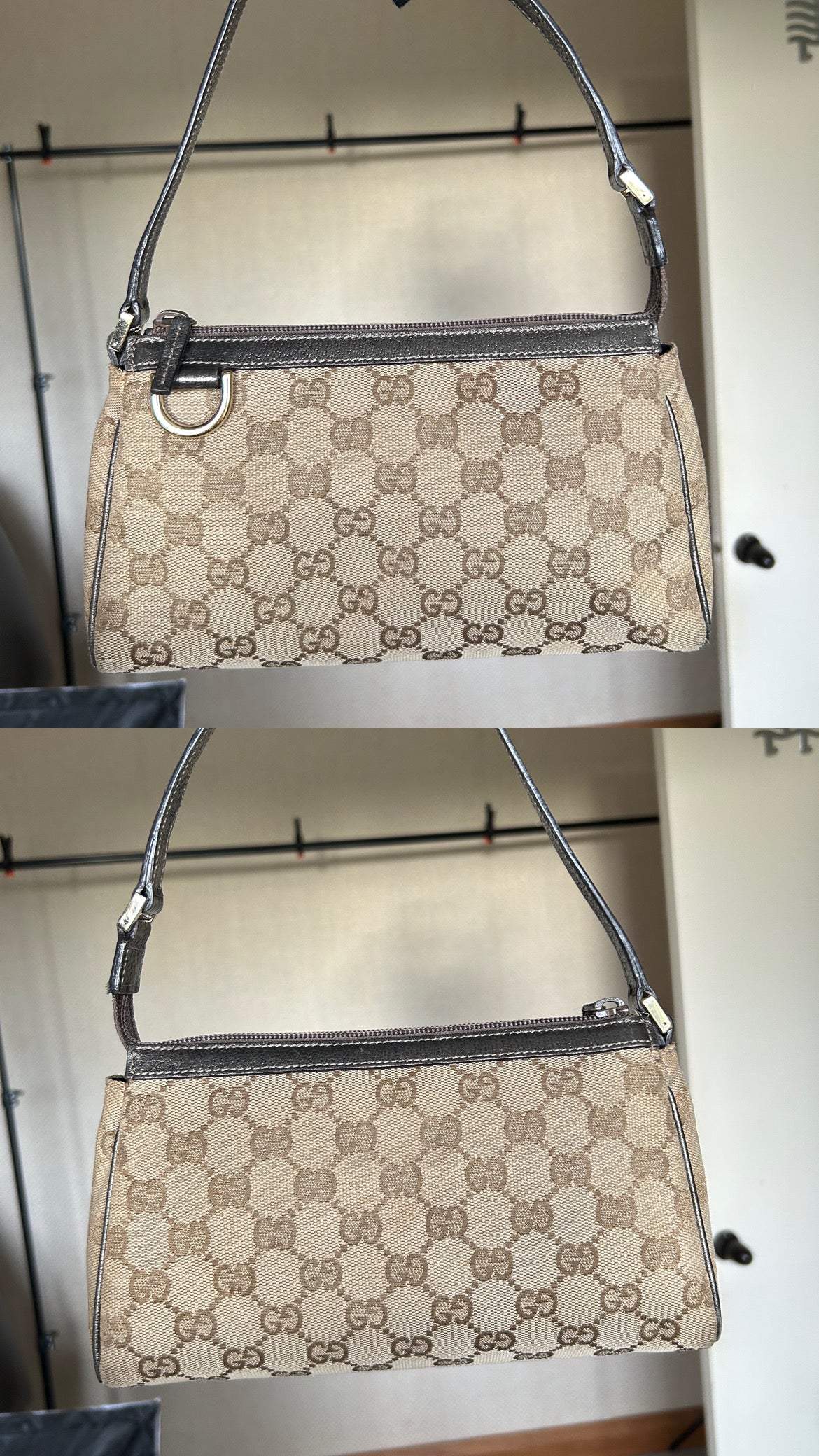 Pre-owned Gucci Monogram Abbey D-Ring Pochette Bag