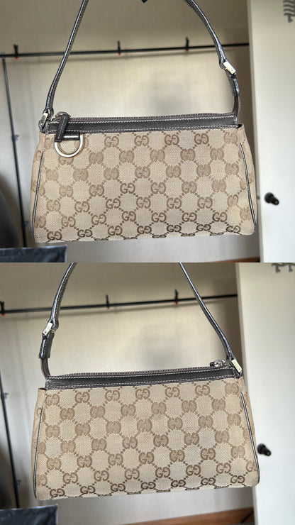 Pre-owned Gucci Monogram Abbey D-Ring Pochette Bag